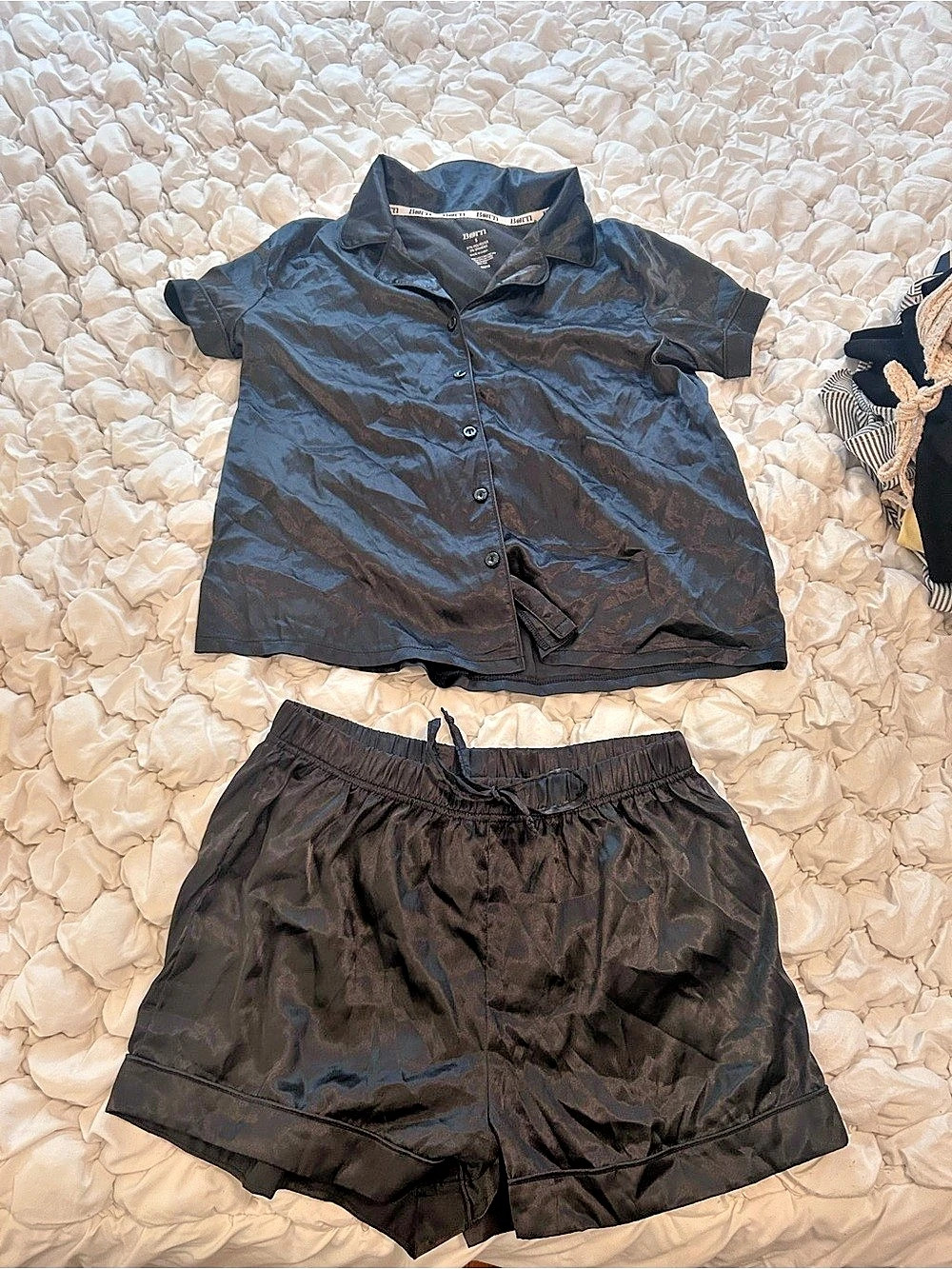Born Satin Short PJ Set in Black